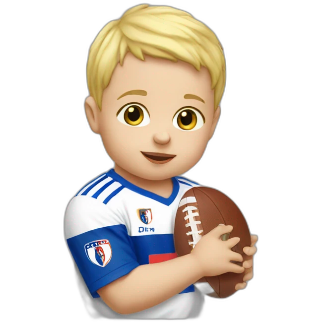 blond baby with a French team football t-shirt emoji