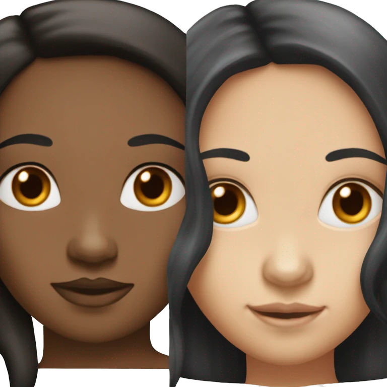 "Two girls: one with black hair and fair skin, and the other with red hair and fair skin." emoji