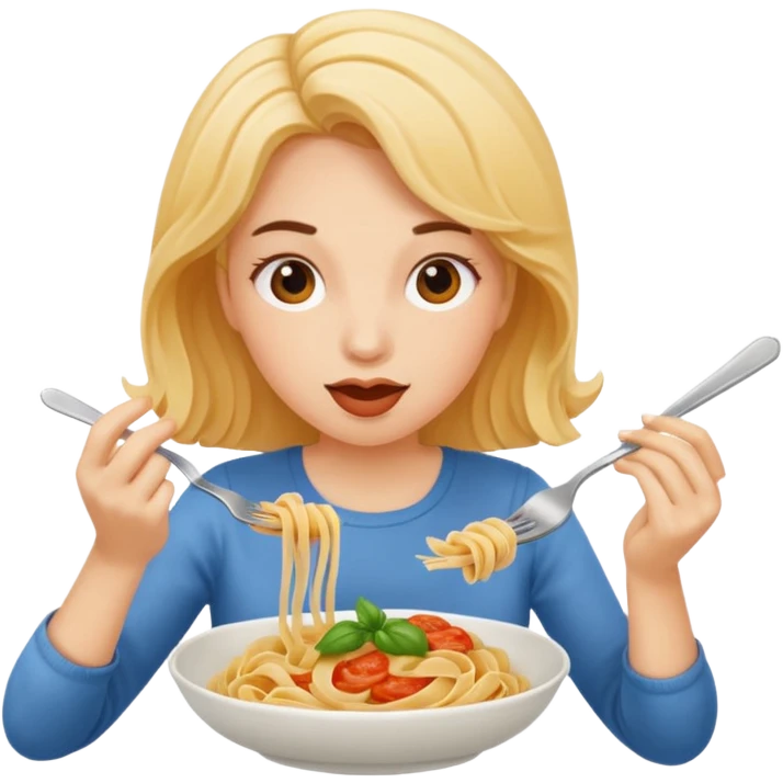 Une femme qui mange du pâte  emoji