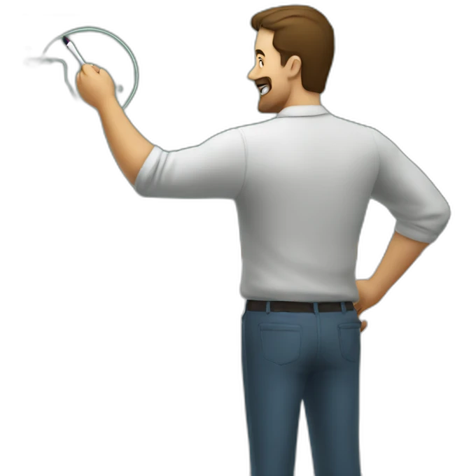 a man in front of a marker board talks about the design of a device emoji