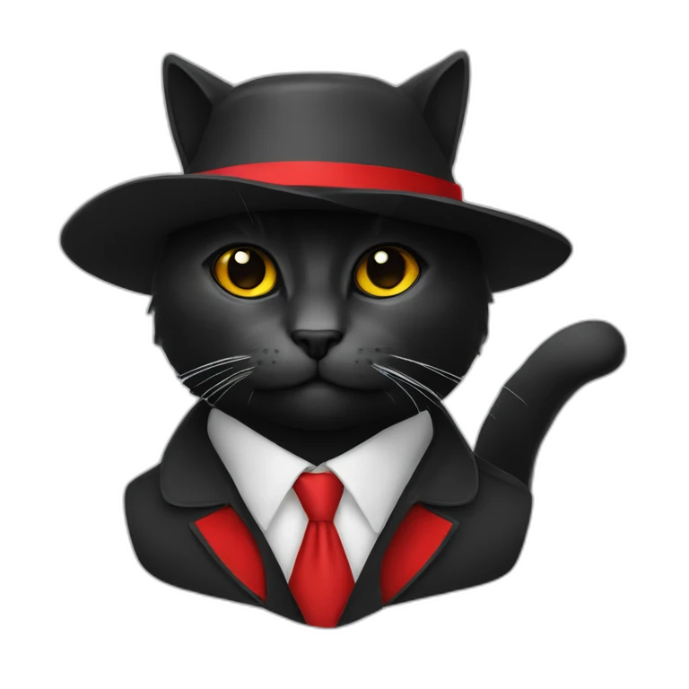 Chat avec ruban rouge, chat avec chapeau,chat noir emoji