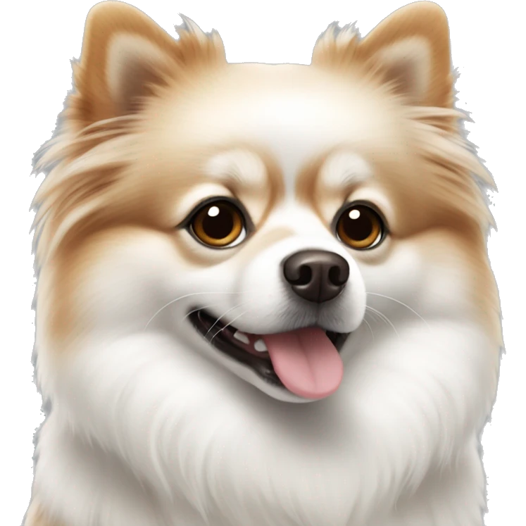 pomeranian white dog with brown and grey spots  emoji