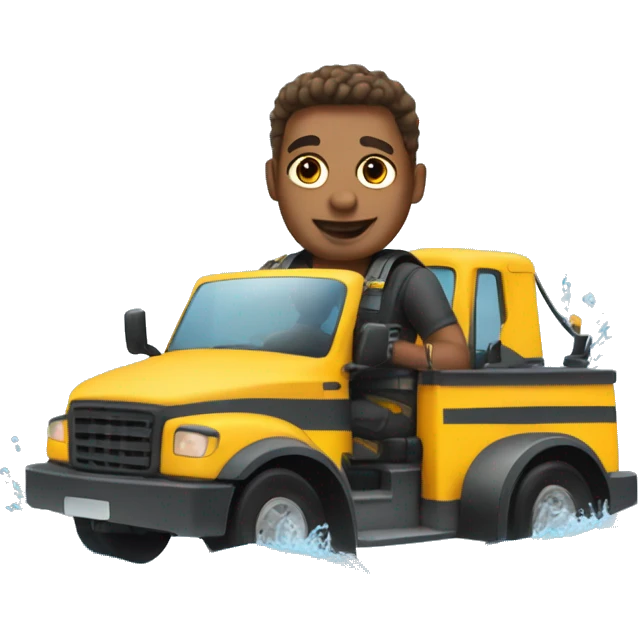 Tow truck driver swimming in a lake  emoji