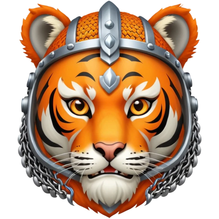Russian bogatyr tiger with helmet and chainmail emoji