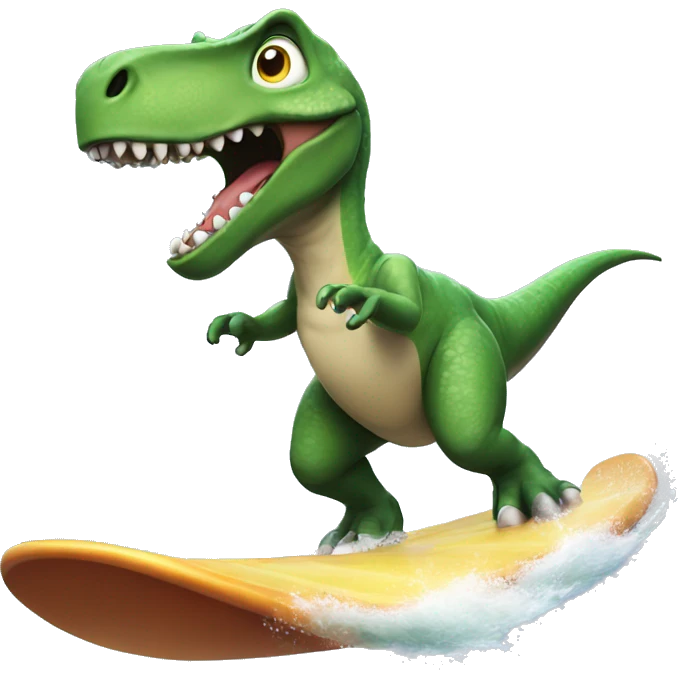Dinosaur surfing emoji