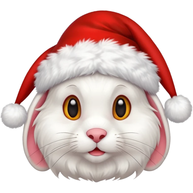 white rabbit with ears in a christmas hat emoji