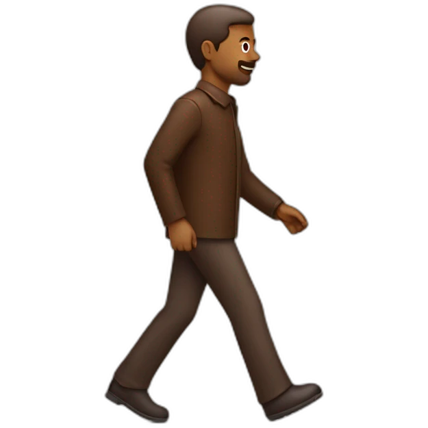 A man walking a chocolate colored doodle emoji
