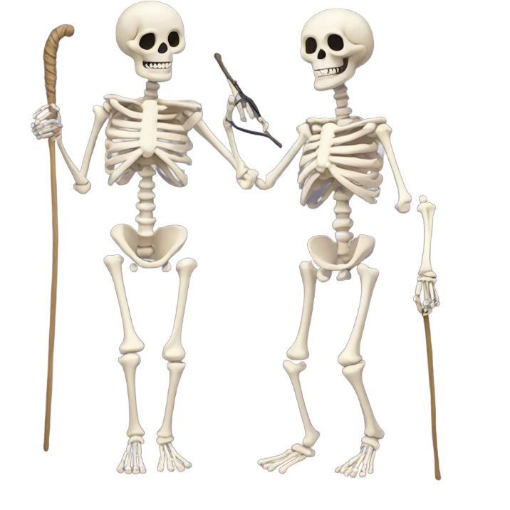 Skeleton with stick whip  emoji