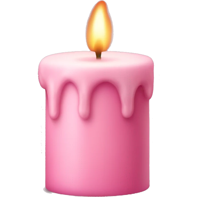 A pastel pink candle with a little flame emoji