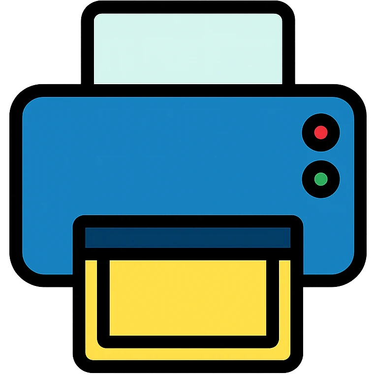 A printer emoji in icon-color-outlined style emoji