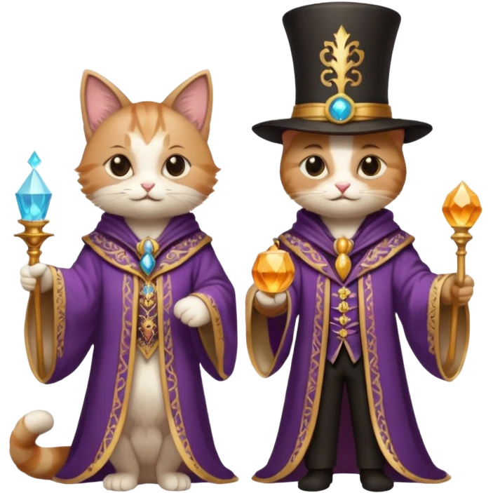 magician couple and their pet cat emoji