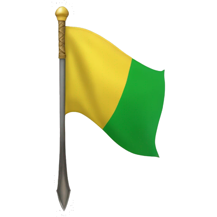Yellow flag with a green circle symbol of a sword in the middle  emoji