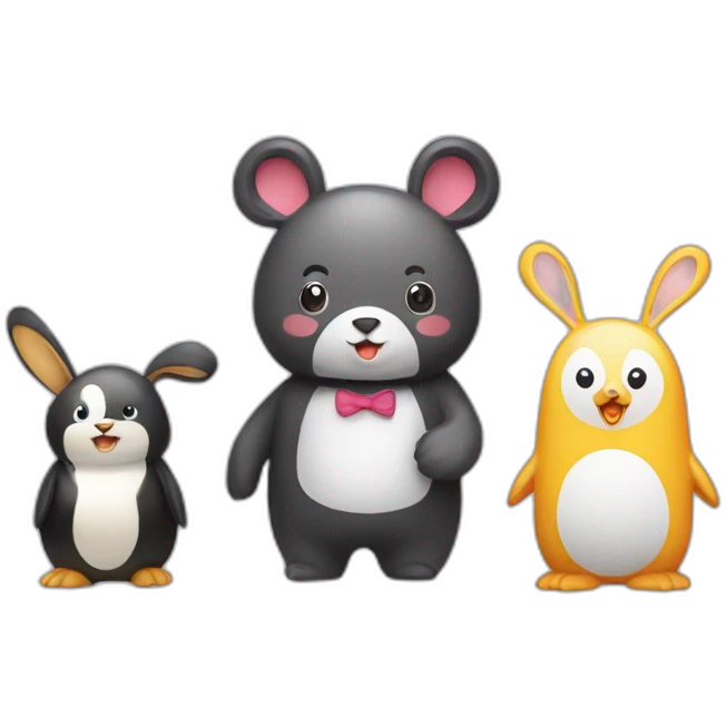 Bear in first place, penguin in second place and bunny in third place emoji