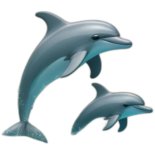 Dolphins with sea and palm trees emoji