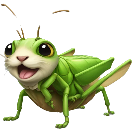 A grasshopper riding a miniature giant space hamster emoji