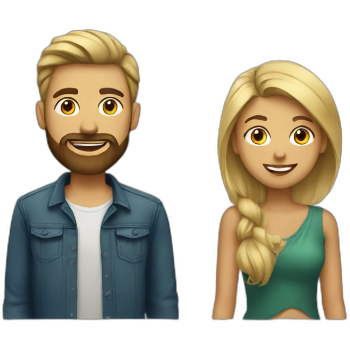 Blond bearded guy with brown woman emoji