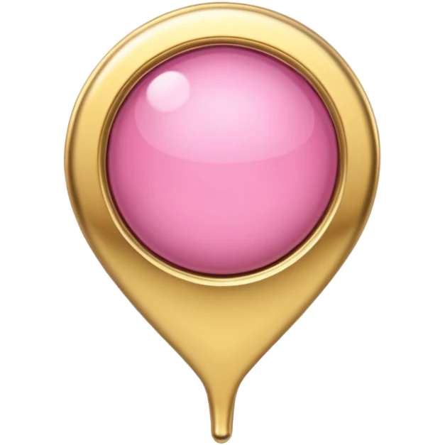 A pink location pin with elegant golden details and accents.  emoji