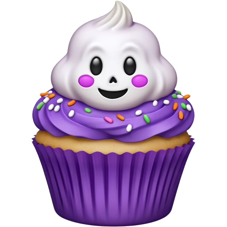 cupcake fantasma roxo e branco emoji