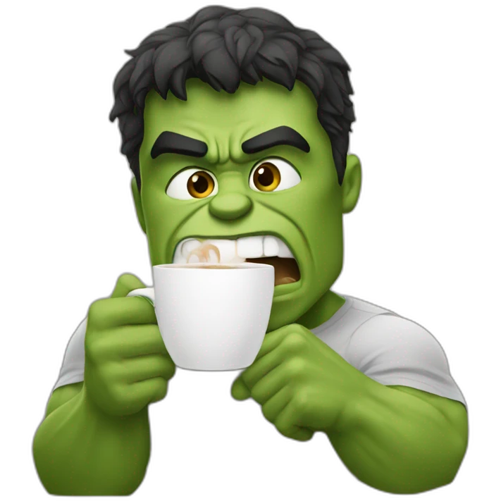 The hulk sipping coffee emoji