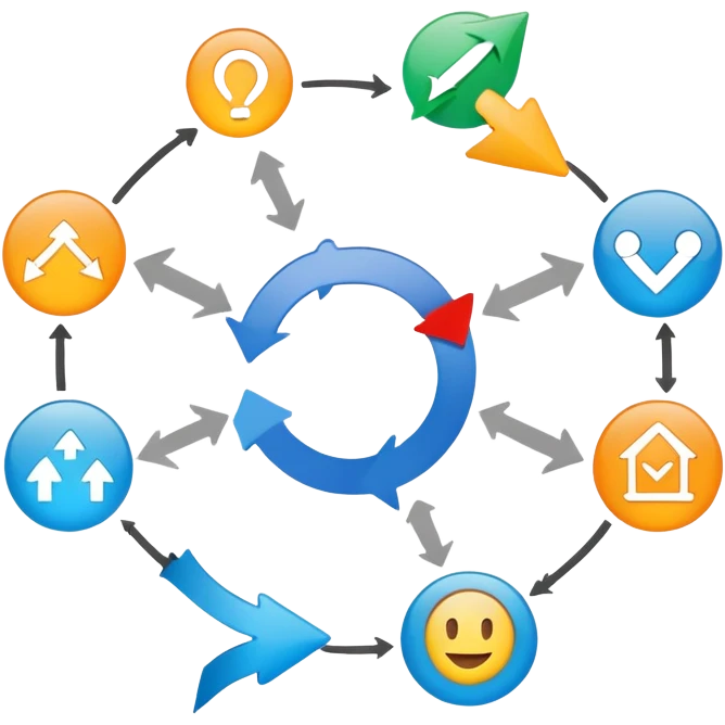 Visual process diagram showing how product solves customer problems emoji