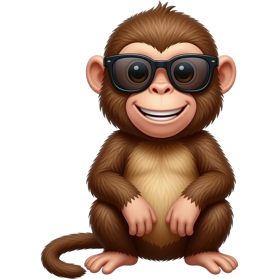 capuchin monkey sitting down wearing Sunglasses smiling emoji