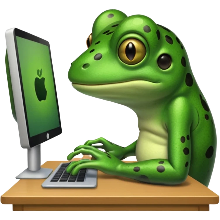 frog png with desktop computer works deeply emoji