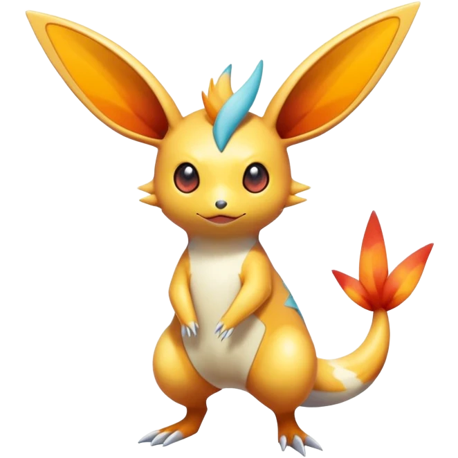 Colorful Shiny Exotic Victini-Salandit-Minccino-Emolga-Fakémon-hybrid-creature (full body)  emoji