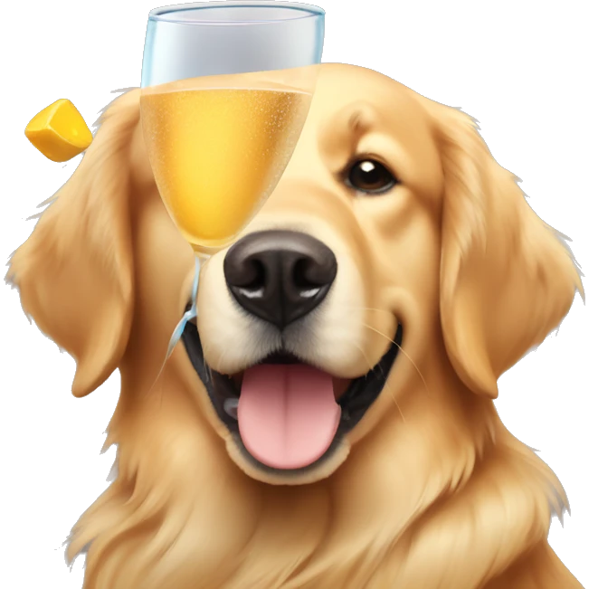 golden retriever drinking booba emoji