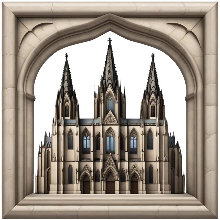 Cinematic Realistic Cologne Cathedral Landmark Emoji, showcasing Gothic architecture rendered with detailed stone textures and majestic, dynamic lighting. emoji