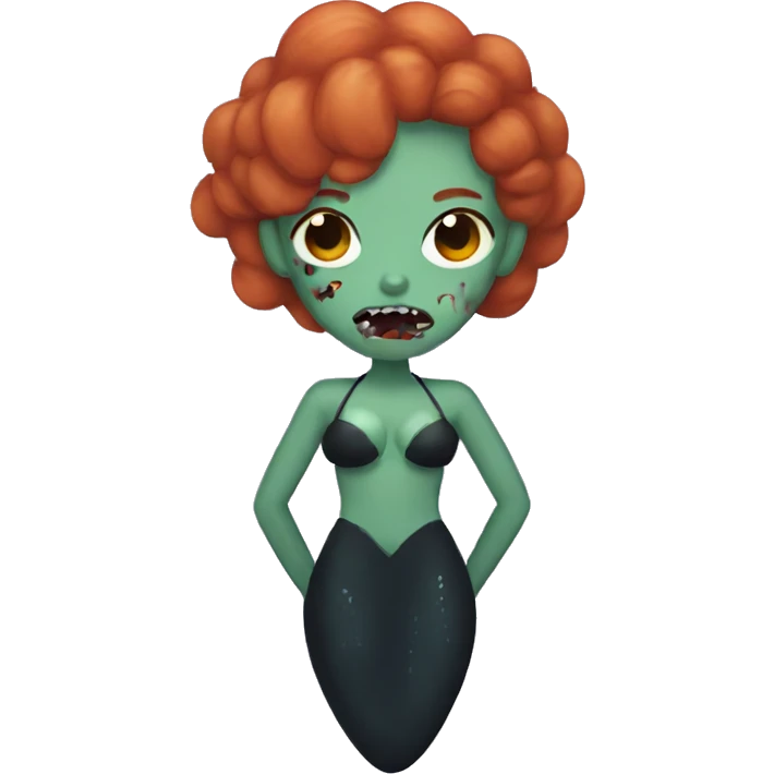 Black, ginger , non binary zombie vampire mermaid in style of apple emoji emoji