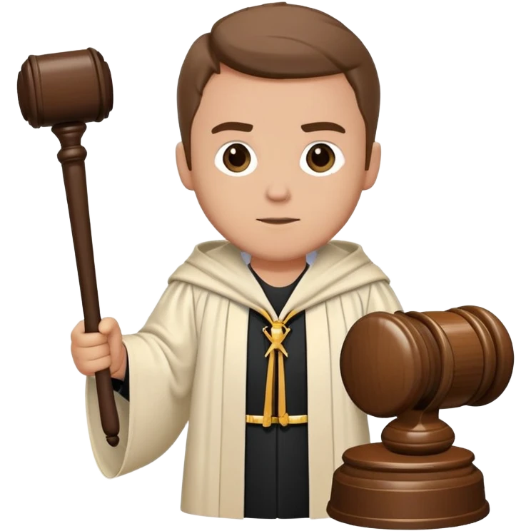 Liam Wearing judge’s robe  holding a gavel  emoji