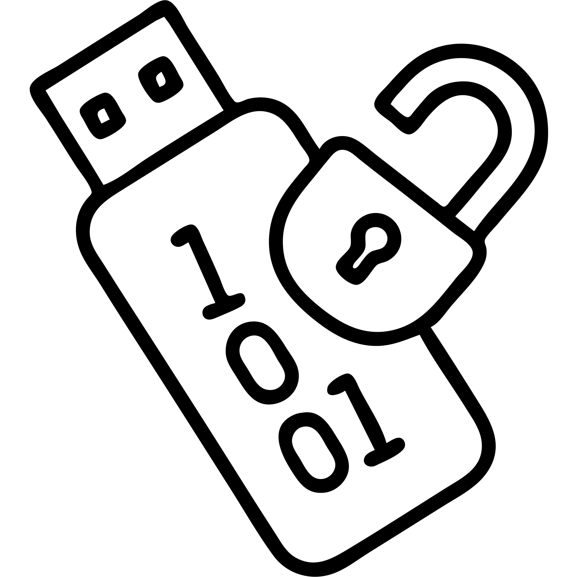 outlined icon of a USB drive and broken lock combined, tilted down-left, transparent look, gray and black, with 1s and 0s inside emoji
