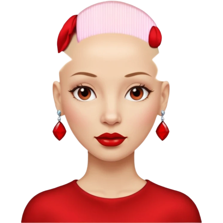 bald woman with red lips and big red earring emoji