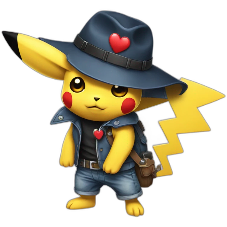 Pikachu gangster with a heart emoji