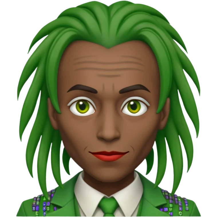 joker with dark skin, green dreadlocks, and binary code motifs emoji
