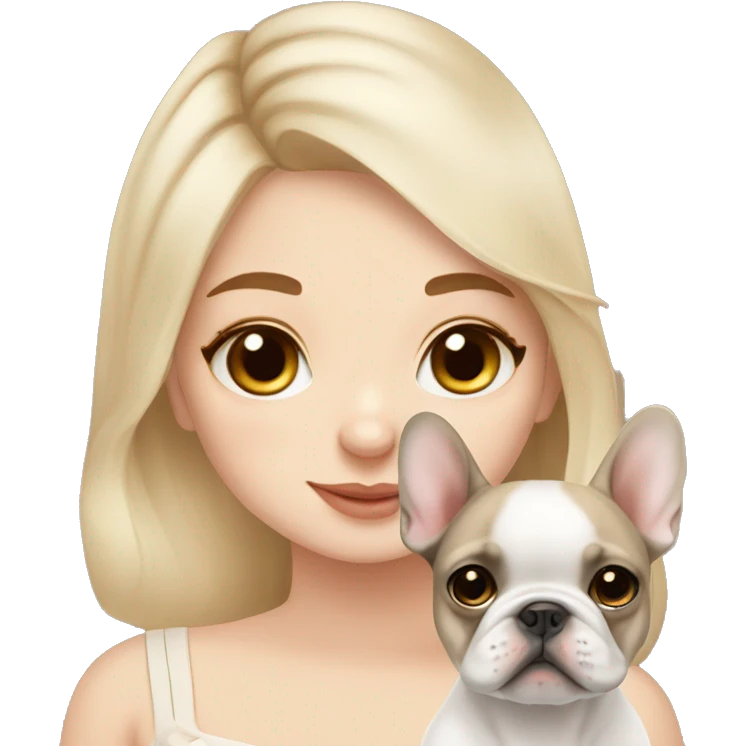 dreamy girl with beige but whiter French bulldog puppy emoji