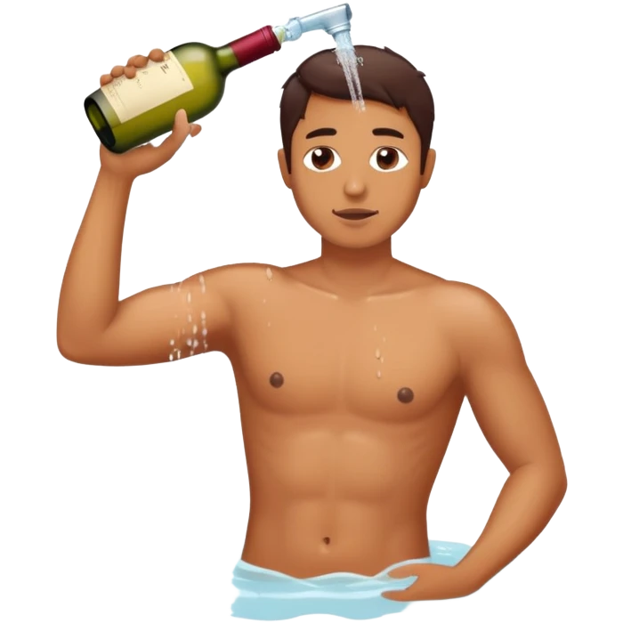 Scott drinking wine in the shower without a shirt emoji