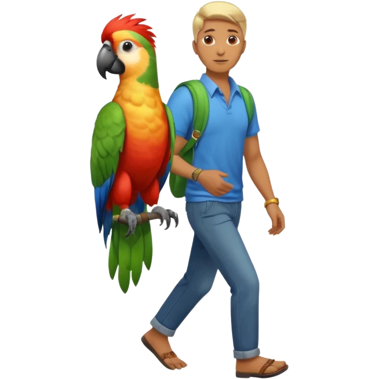 Walker + parrot on shoulder, Pet Walkers, Full body with walk pose emoji