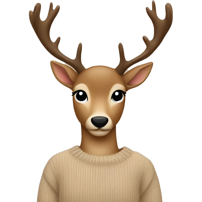 Beige sweater with deer emoji