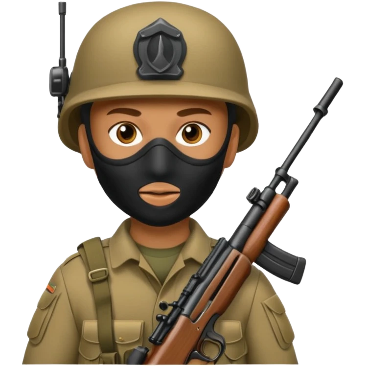 Soldier holding rifle with mask on
 emoji