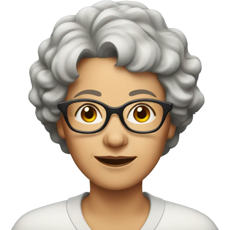 older woman with short wavy hair and glasses emoji