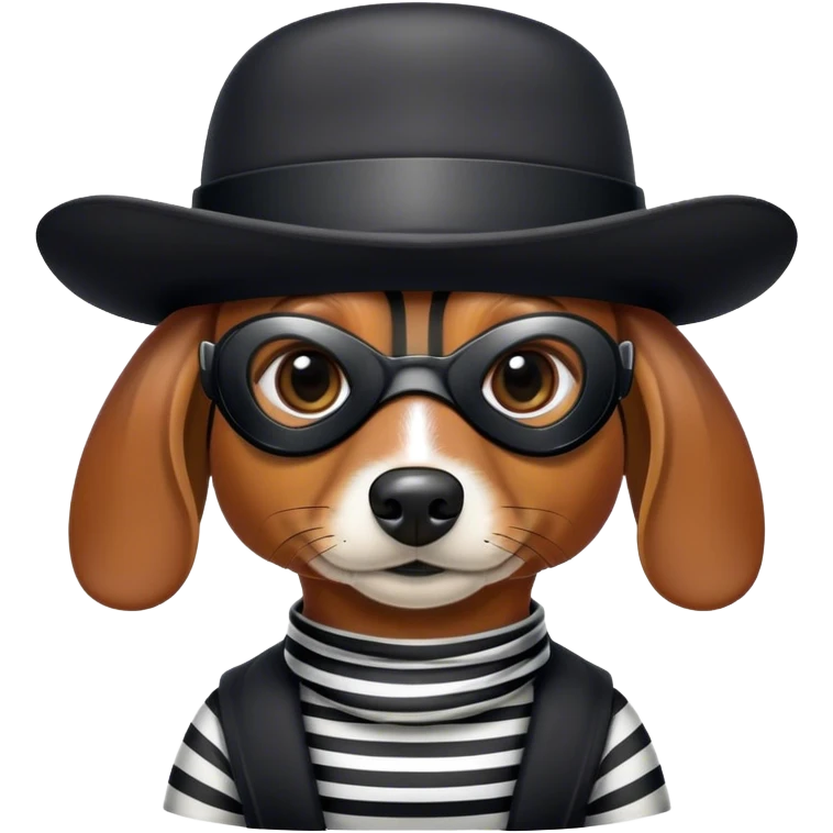 Dachshund dressed like a bank robber emoji