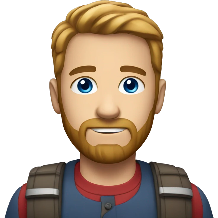 man with short hair short beard blue eyes red shirt emoji