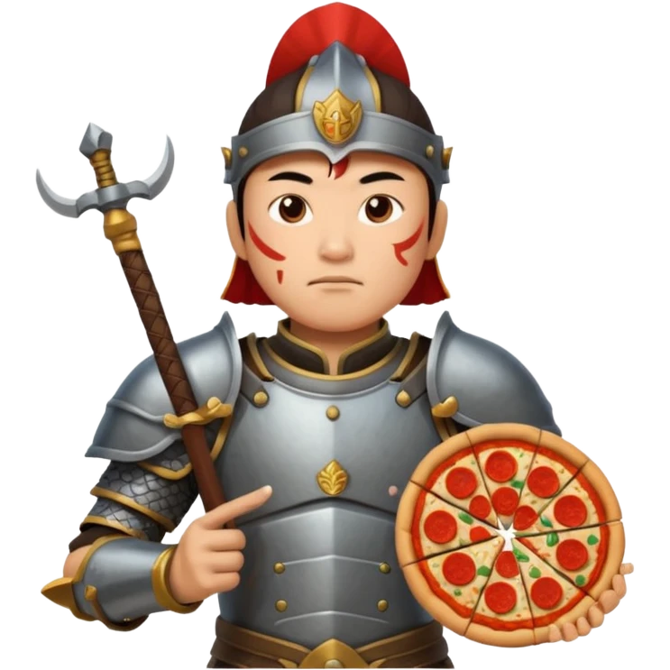chinese ancient warrior with pizza emoji