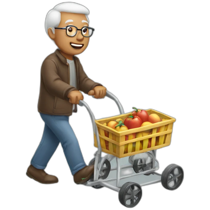 grandfather pushing cart emoji