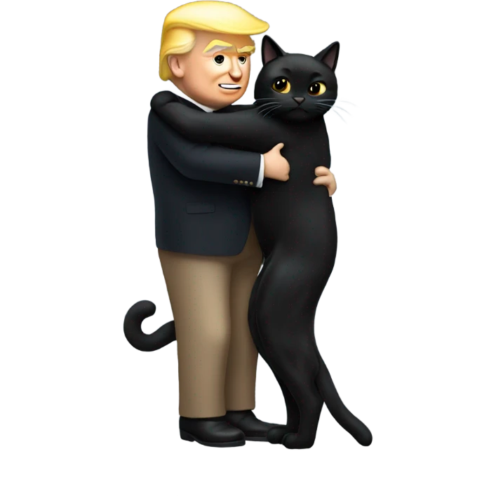 trump hugging black cat emoji