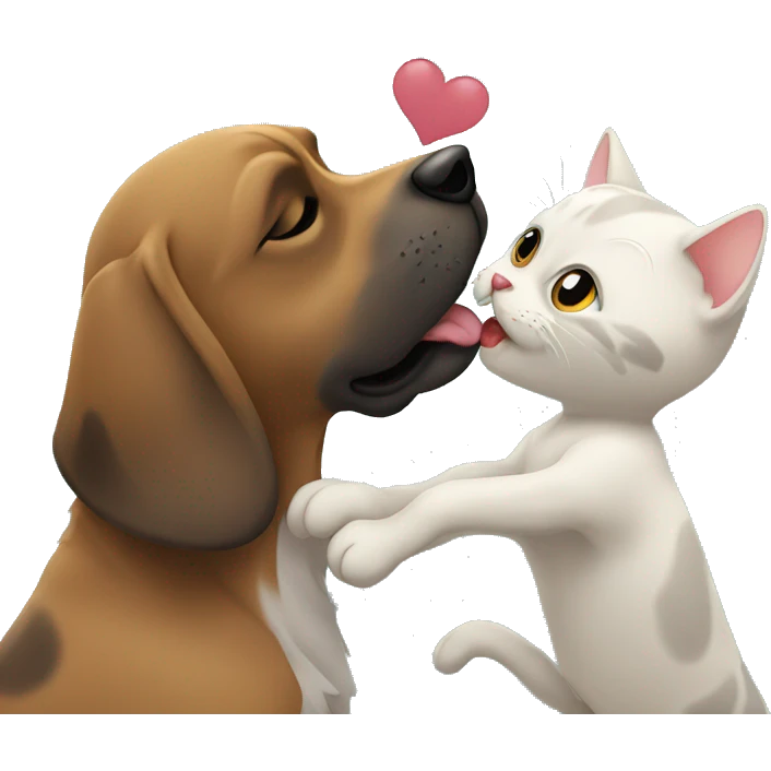 Dog kissing cat emoji