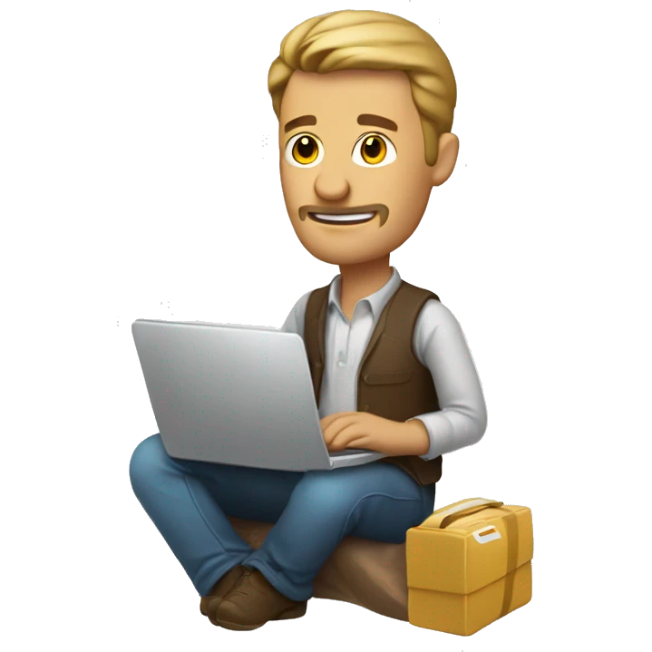 A man who works on his laptop with a balackava and a lot of money in his hand  emoji