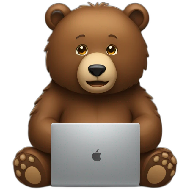 brown bear programming on a laptop emoji