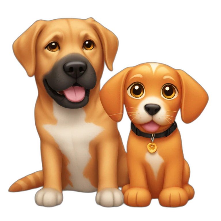 orange cat and black labrador dog emoji
